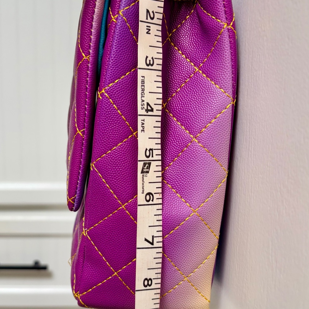 Gradient Quilted Shoulder Bag in Yellow Blue Purple - Designer Style - Picture 6 of 13